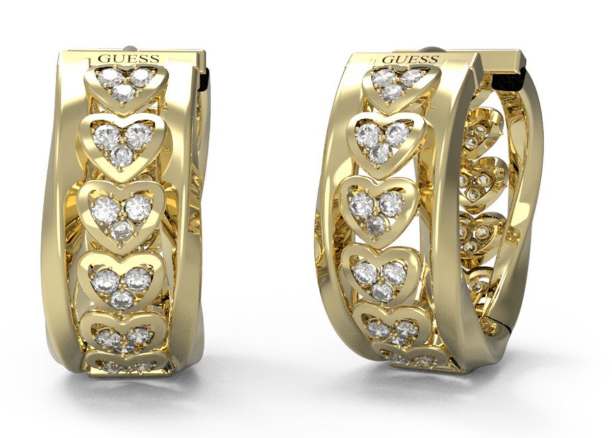 GUESS Mon amour gold-colored heart earrings JUBE04604JWYGT/U