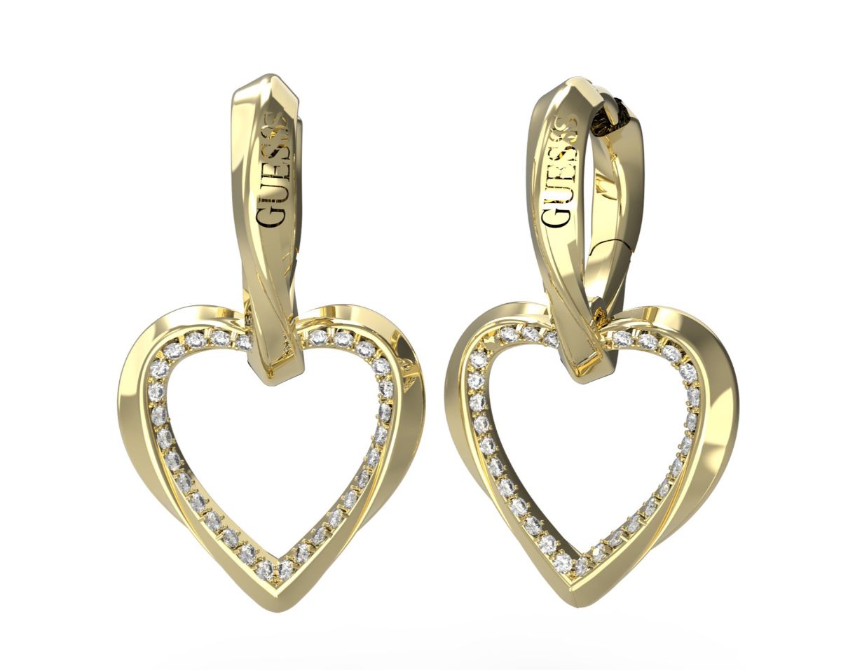 GUESS Mon amour gold-colored heart earrings JUBE04617JWYGT/U