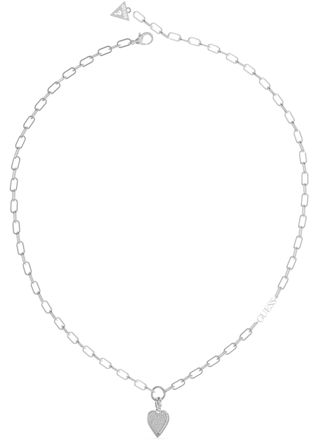 GUESS Love me tender silver colored pave heart necklace JUBN03249JWRHT/U