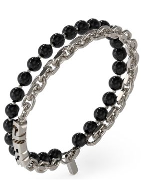 GUESS Edgy Double silver and black colored onyx bracelet JUMB04051JWSTBKL