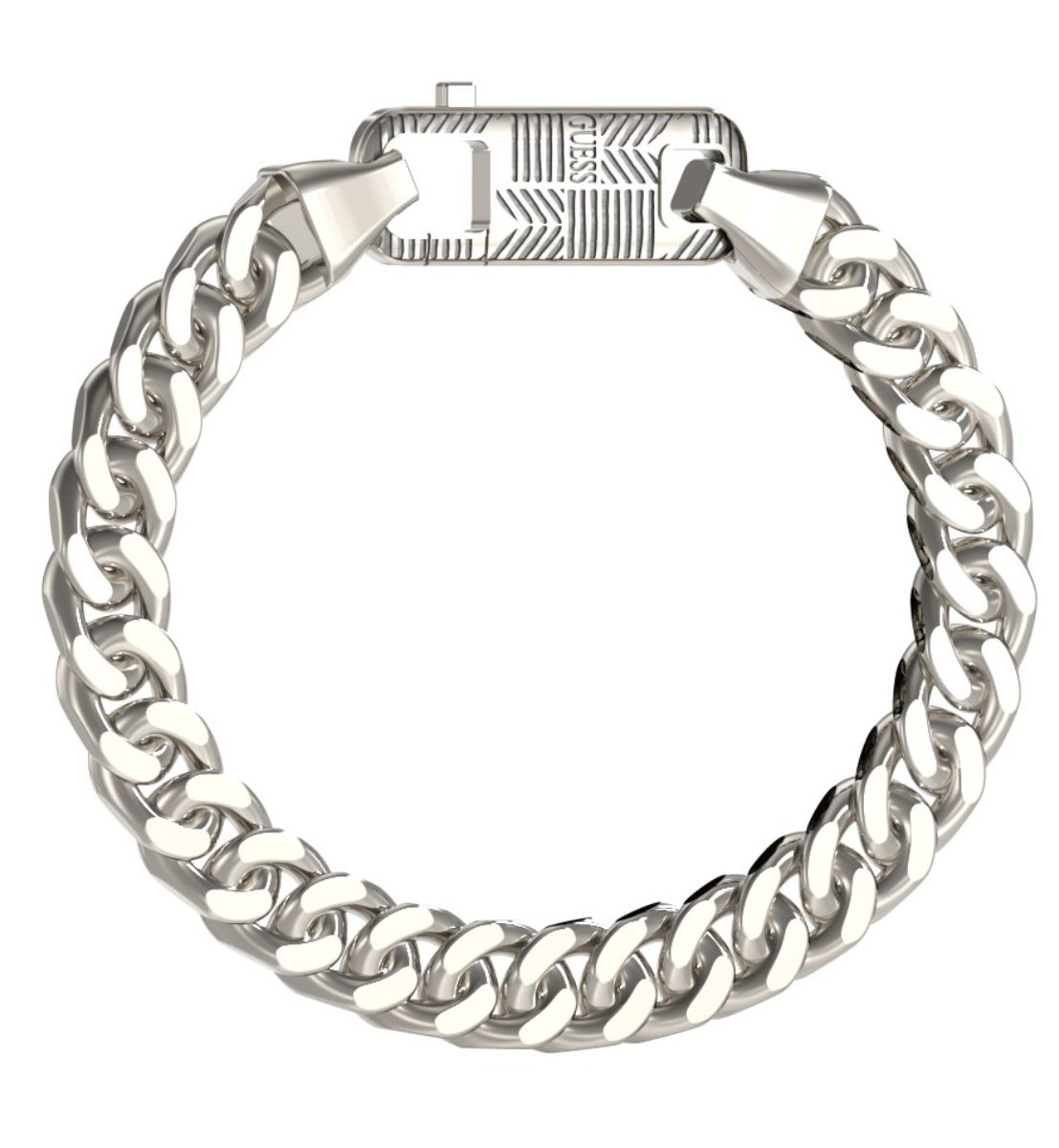 GUESS Pitstop silver-colored curb bracelet JUMB04450JWSTL