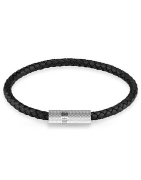 GUESS Blackjack steel-leather bracelet black JUXB03238JWSTBKL