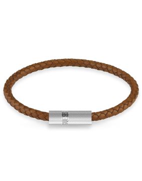 GUESS Blackjack steel-leather bracelet brown JUXB03238JWSTORL