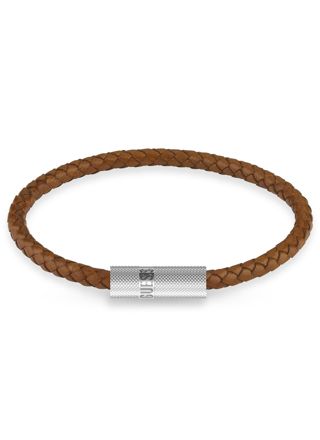 GUESS Blackjack steel-leather bracelet brown JUXB03238JWSTORL