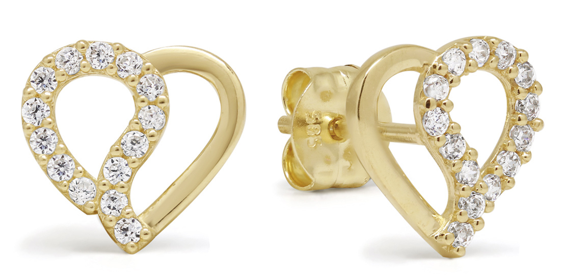 Goldearrings heart clear zircon K-E38595Z