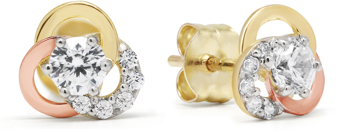 Goldearrings three ring clear zircon K-E95577Z