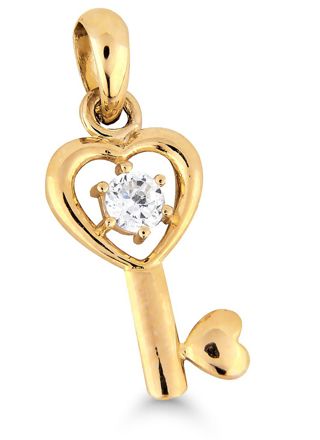 Goldpendant key and heart K-P8434Z