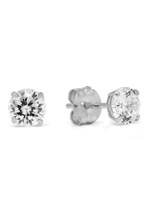 Goldearrings round 4mm clear zircon K-RC40ZW