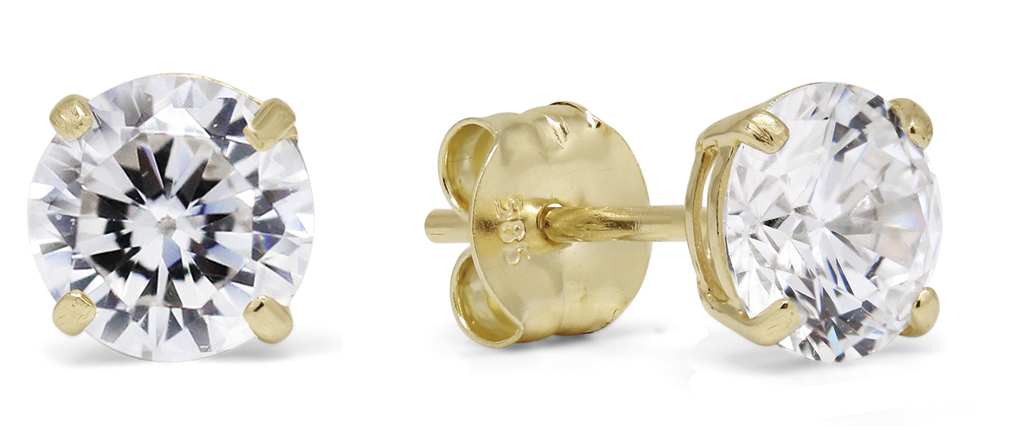 Goldearrings round 5mm clear zircon K-RC50Z