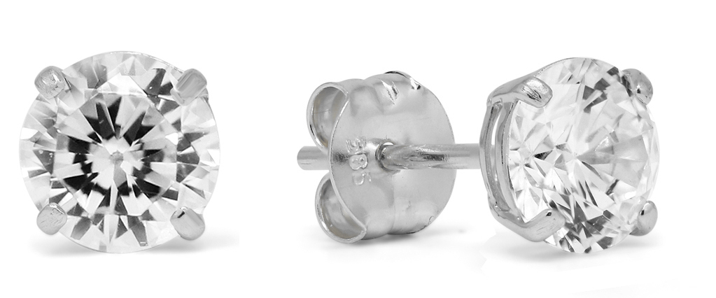 Goldearrings round 5mm clear zircon K-RC50ZW