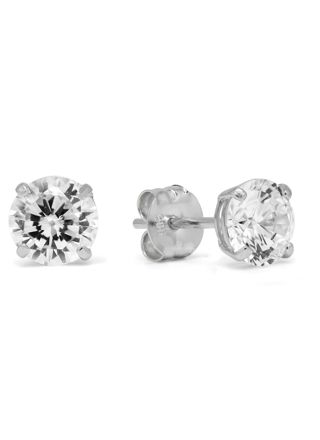 Goldearrings round 5mm clear zircon K-RC50ZW