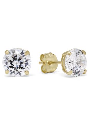 Goldearrings round 6mm clear zircon K-RC60Z