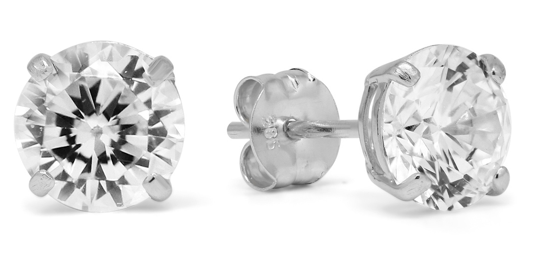 Goldearrings round 6mm clear zircon K-RC60ZW