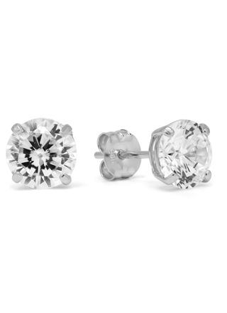 Goldearrings round 6mm clear zircon K-RC60ZW