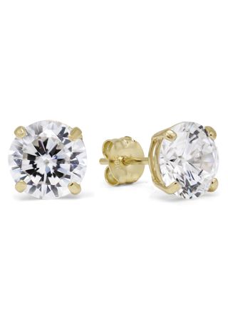 Goldearrings round 7mm clear zircon K-RC70Z