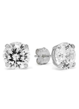 Goldearrings round 7mm clear zircon K-RC70ZW