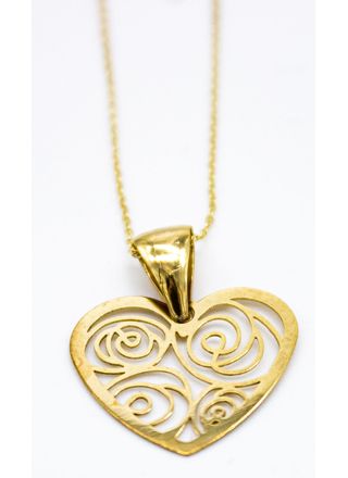 Filigrain heart necklace 14 k gold 42 cm KA-1/42