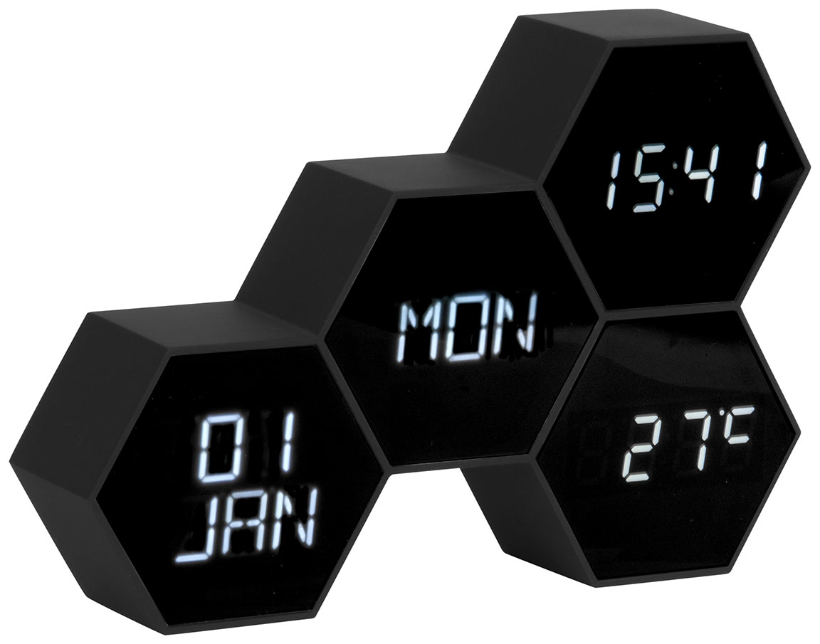 Karlsson KA5805BK Alarm Clock Six In The Mix Rubberized Black