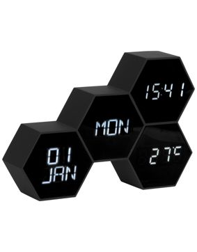 Karlsson KA5805BK Alarm Clock Six In The Mix Rubberized Black
