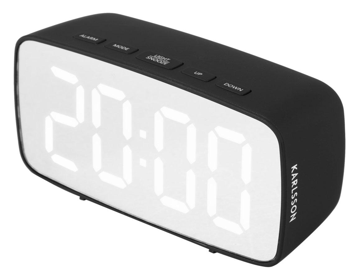 Karlsson Alarm Clock Silver Mirror LED oval black KA5876BK
