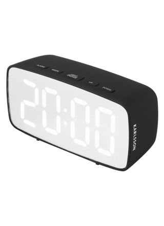 Karlsson Alarm Clock Silver Mirror LED oval black KA5876BK