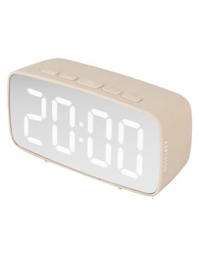 Karlsson Alarm Clock Silver Mirror LED oval warm grey KA5876WG