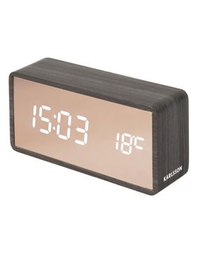 Karlsson Alarm Clock Copper Mirror LED black wood veneer KA5878BK