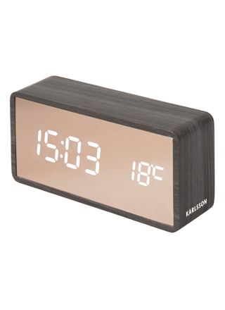 Karlsson Alarm Clock Copper Mirror LED black wood veneer KA5878BK