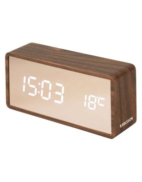 Karlsson Alarm Clock Copper Mirror LED dark wood veneer KA5878DW
