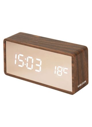 Karlsson Alarm Clock Copper Mirror LED dark wood veneer KA5878DW