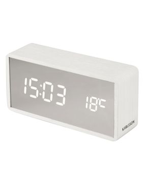 Karlsson Alarm Clock Silver Mirror LED white wood veneer KA5879WH
