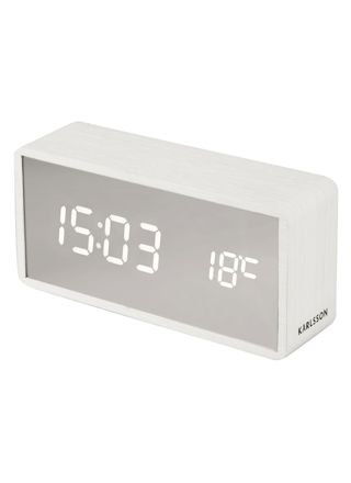 Karlsson Alarm Clock Silver Mirror LED white wood veneer KA5879WH