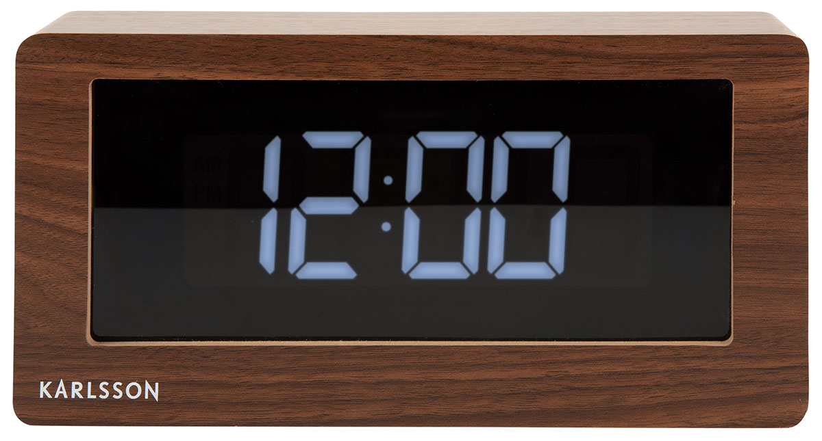 Karlsson Boxed LED Dark Wood Veneer Table Clock KA5899DW