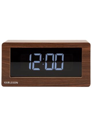 Karlsson Boxed LED Dark Wood Veneer Table Clock KA5899DW