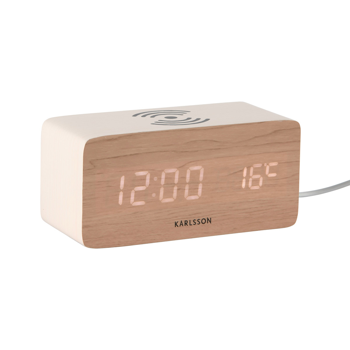 Karlsson alarm clock Block with Phone Charger LED white KA5933WH
