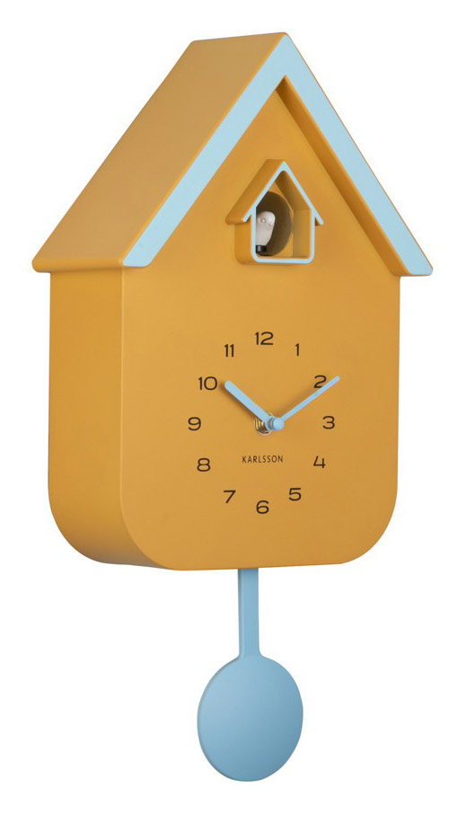 Karlsson wall clock Dupla Color Cuckoo mango yellow KA6081YE