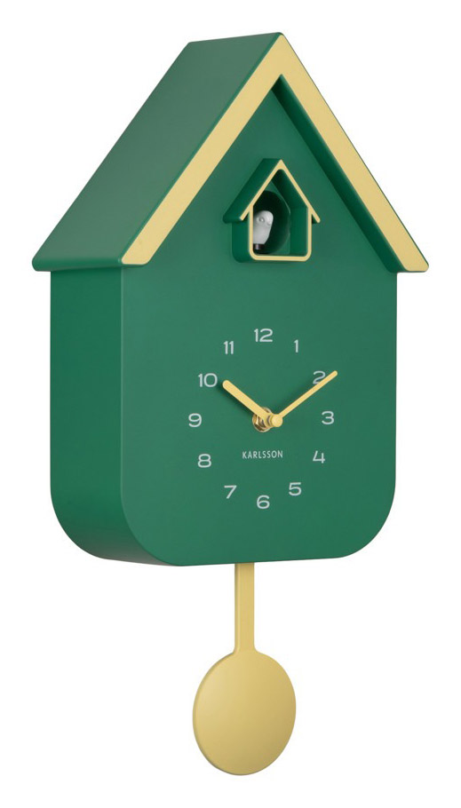 Karlsson wall clock Dupla Color Cuckoo retro green KA6081GR