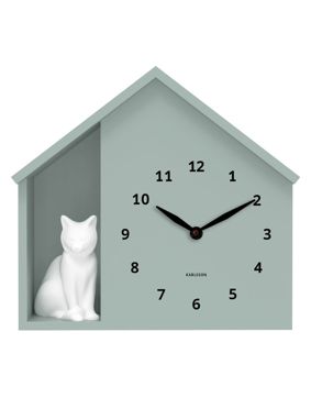 Karlsson wall clock Sitting Cat grayed jade KA6099GR