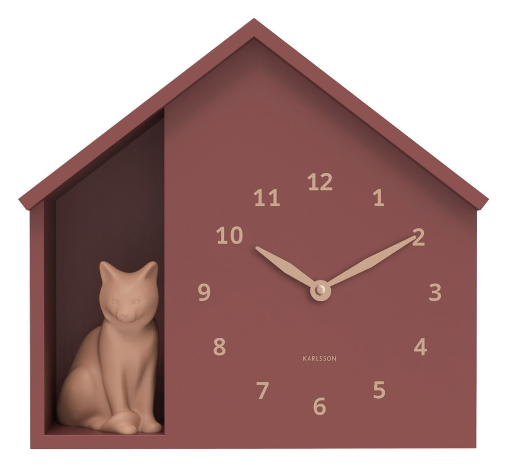 Karlsson wall clock Sitting Cat burgundy red KA6099RD