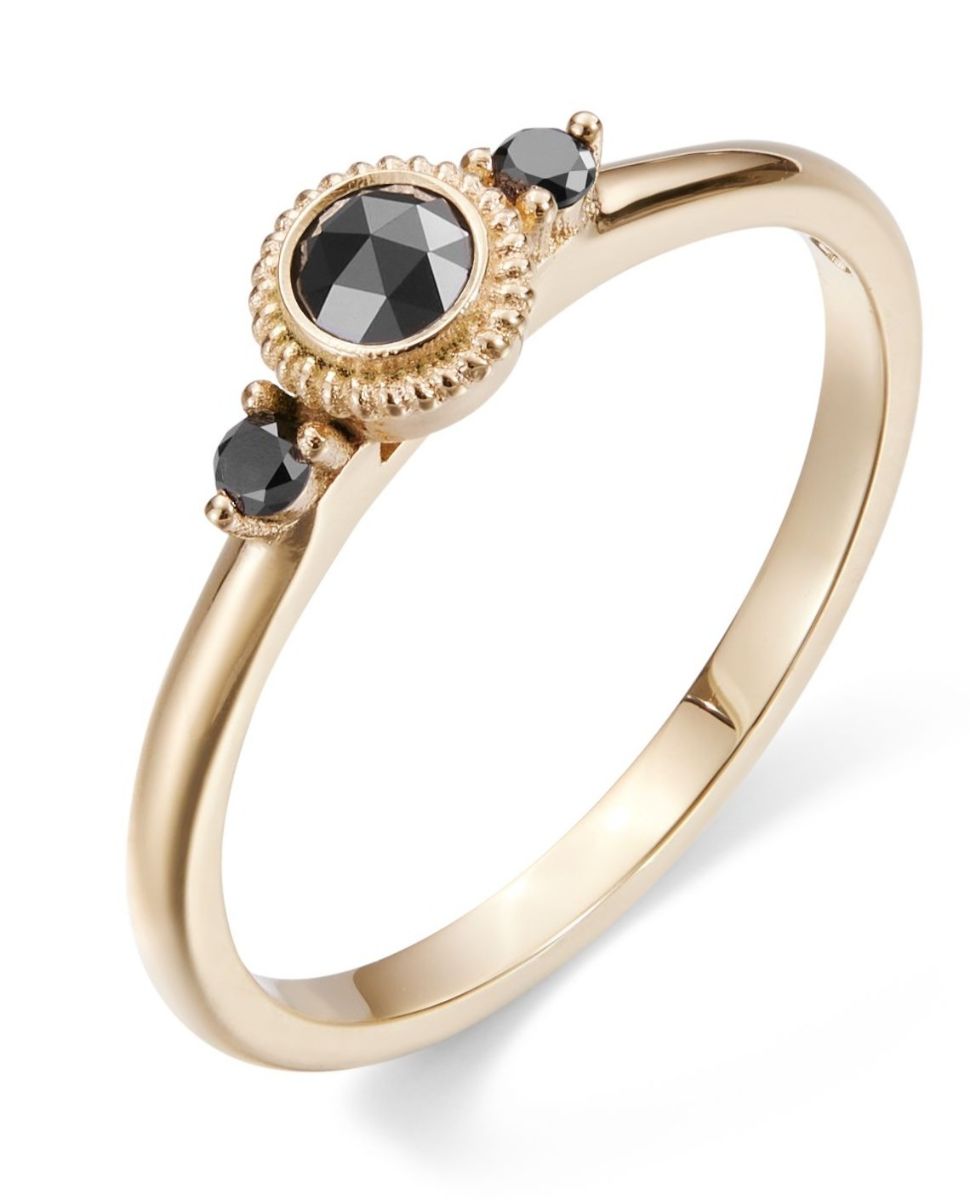 Kalevala Beloved three-stone 0.23 ct black diamond ring gold 141000003B