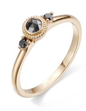 Kalevala Beloved three-stone 0.23 ct black diamond ring gold 141000003B