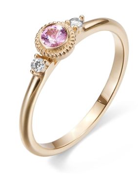 Kalevala Beloved three-stone pink sapphire and 0.06 ct diamond ring gold 141000003P