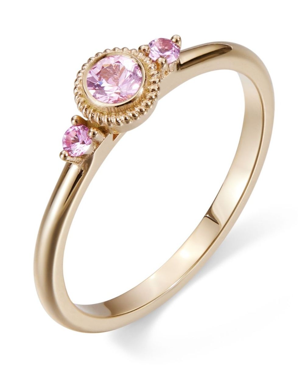 Kalevala Beloved three-stone pink sapphire ring gold 141000003S