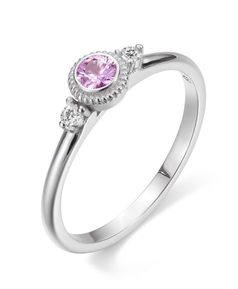 Kalevala Beloved three-stone pink sapphire and 0.06 ct diamond ring white gold 541000003P