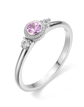 Kalevala Beloved three-stone pink sapphire and 0.06 ct diamond ring white gold 541000003P