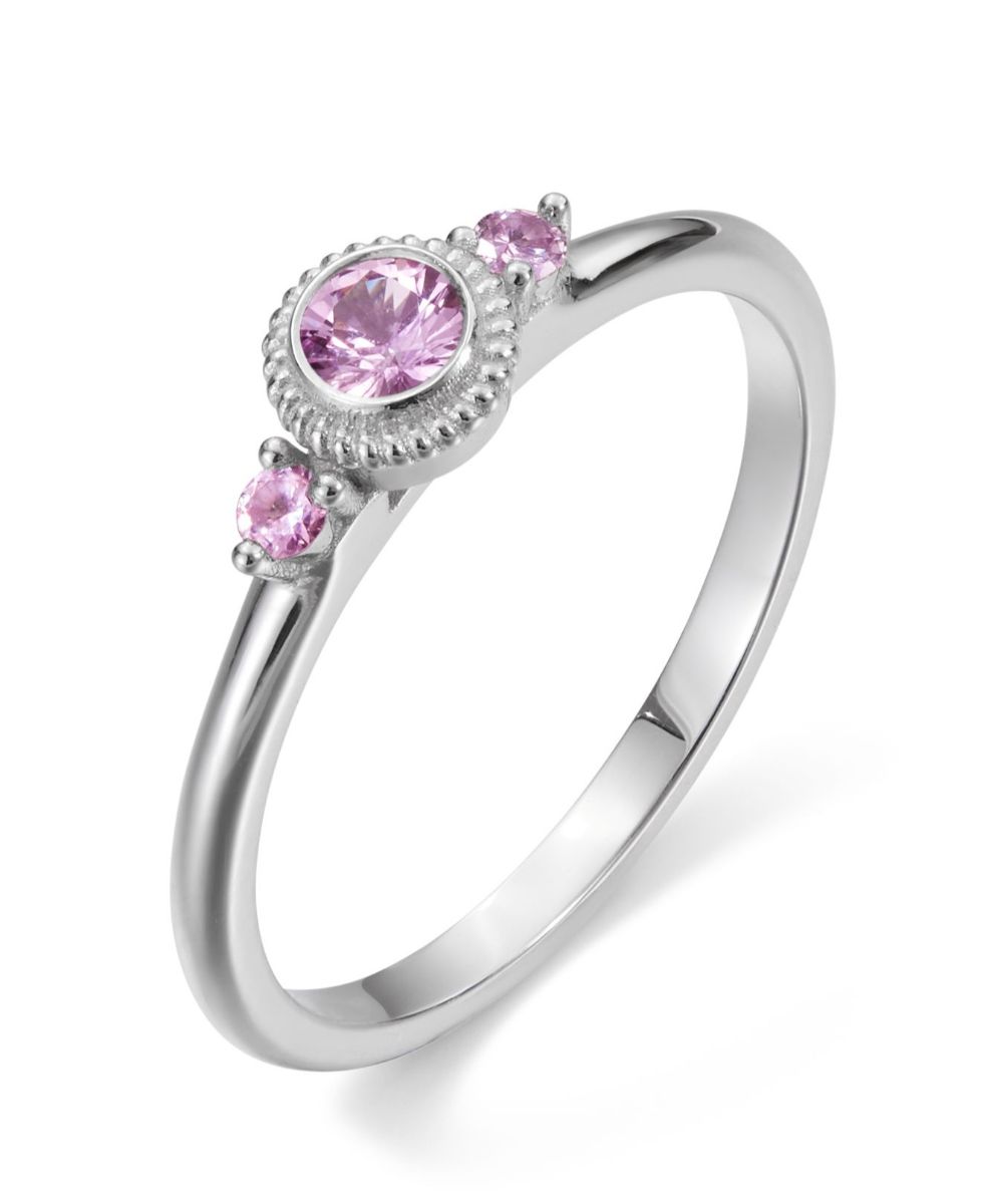 Kalevala Beloved three-stone pink sapphire ring white gold 541000003S