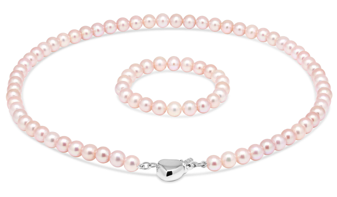 Baptism necklace KH-1pink/32+10cm