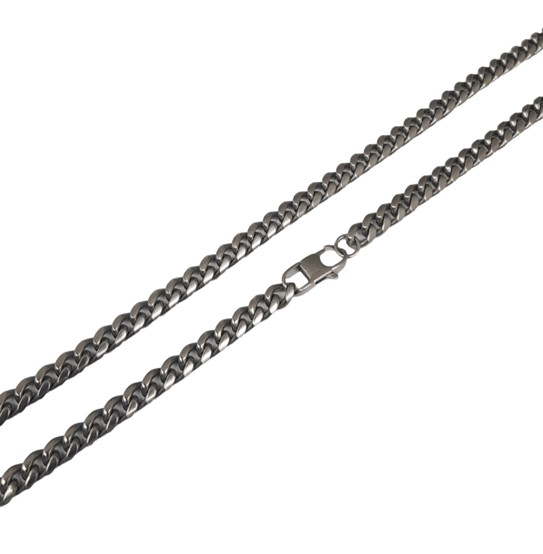 Bosie gray satin finished curb chain necklace 6mm SBN-6S-SAT-H