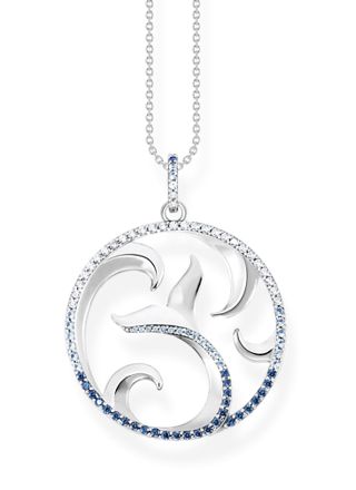 Thomas Sabo tail fin and wave with blue stones necklace KE2145-644-1-L50V