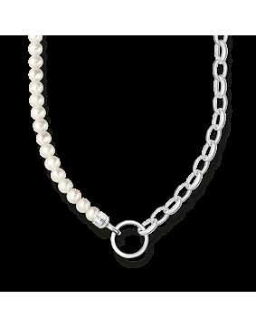 Thomas Sabo Charm Club Charm carrier half pearl necklace KE2188-082-14-L45v
